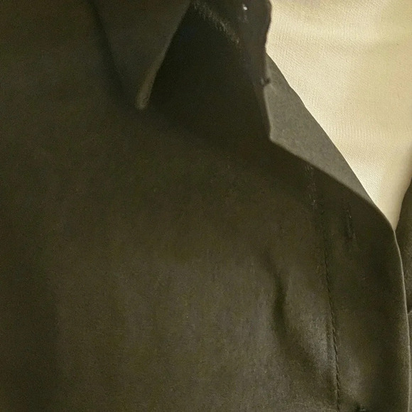 Brand New Chiffon Long Sleeve Button Down Shirt Blouse Wmn's V-neck Tops Black M - Picture 3 of 6